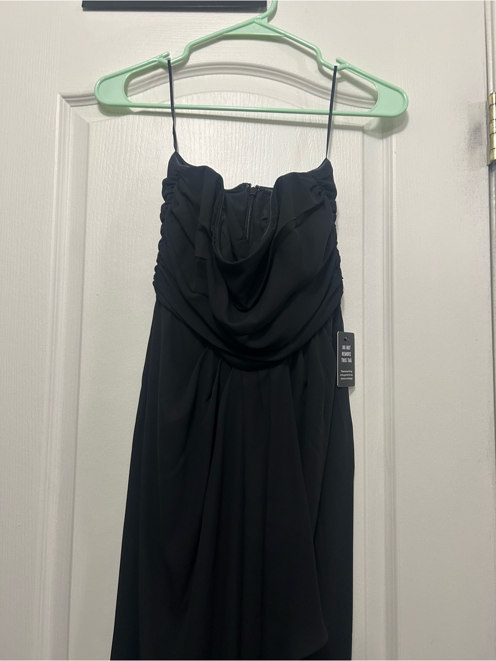 Express Black Strapless Draped Evening Dress
